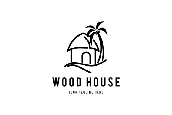 Minimalist Wood House Logo Design Vector