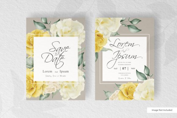 Yellow Floral Watercolor Wedding Set: A Vibrant and Versatile Design for Your Big Day
